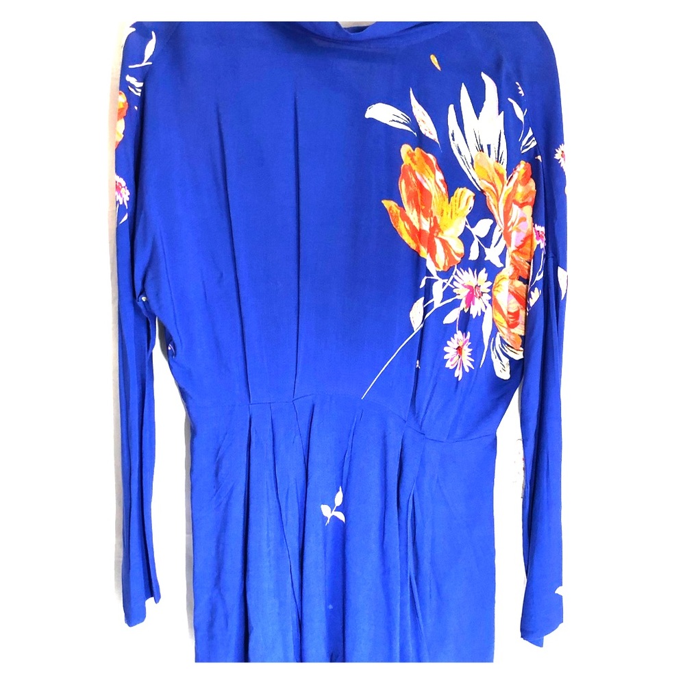 Free People Open back Blue Floral Blouse
